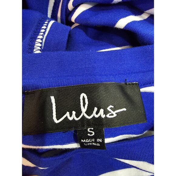 NWT Womens Lulus T Shirt Knit Dress Size Small Royal Blue Striped White Comfort - Picture 5 of 6